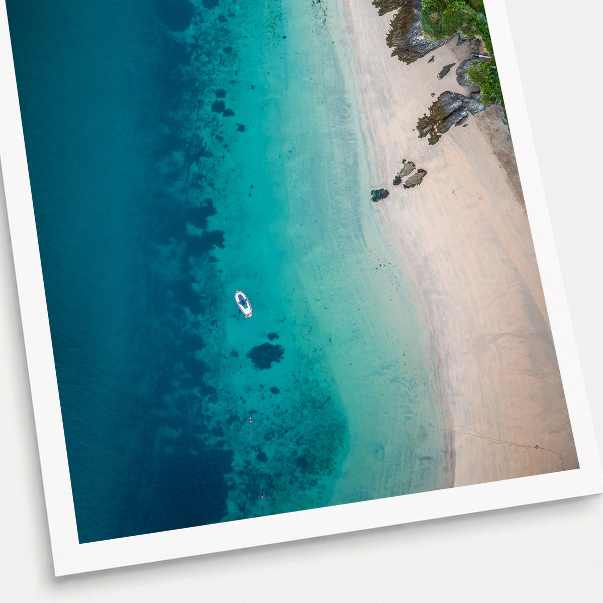 A photographic print of Beach landing, shown with a white border and angled presentation on a light background.