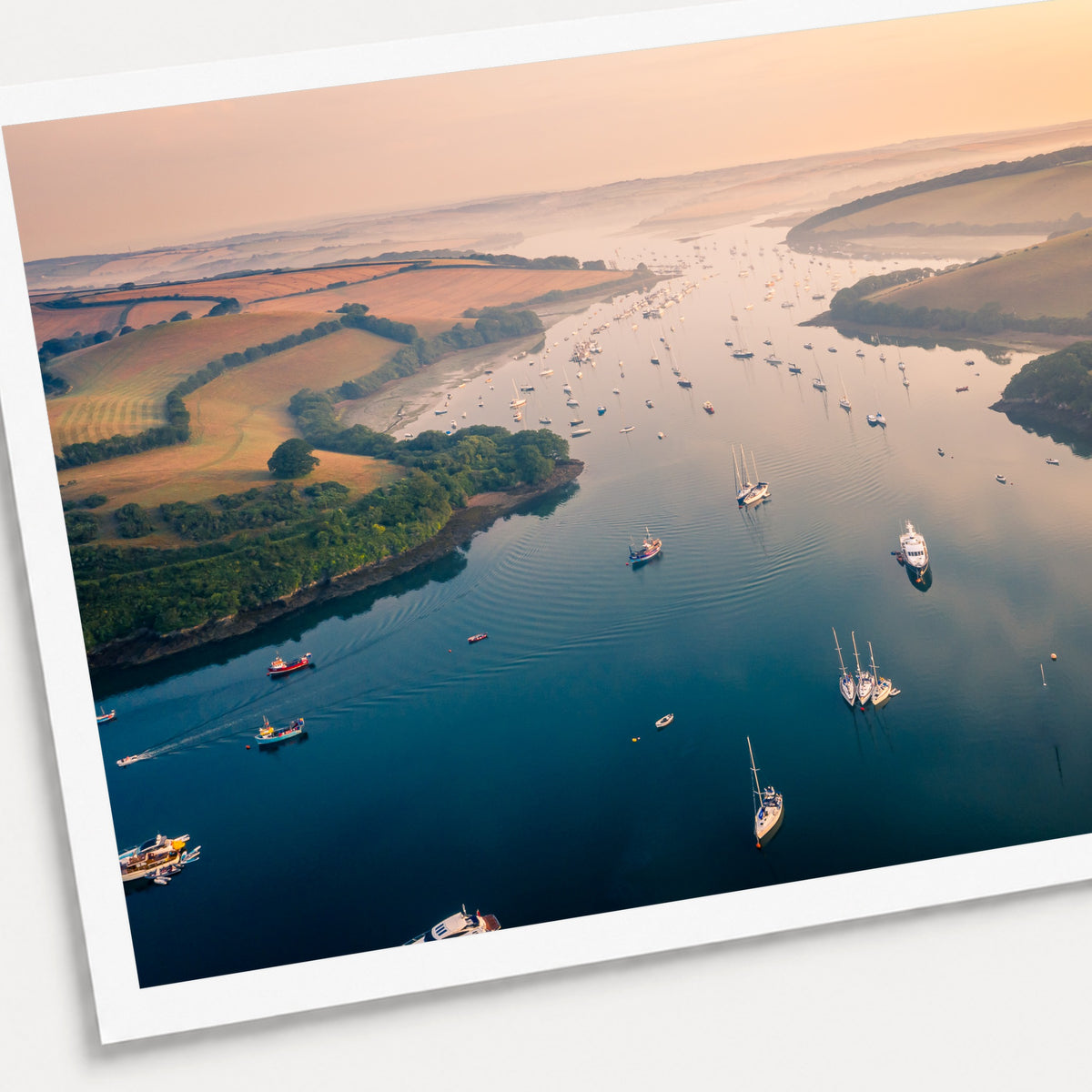 A photographic print of Harbour Haze, shown with a white border and angled presentation on a light background.