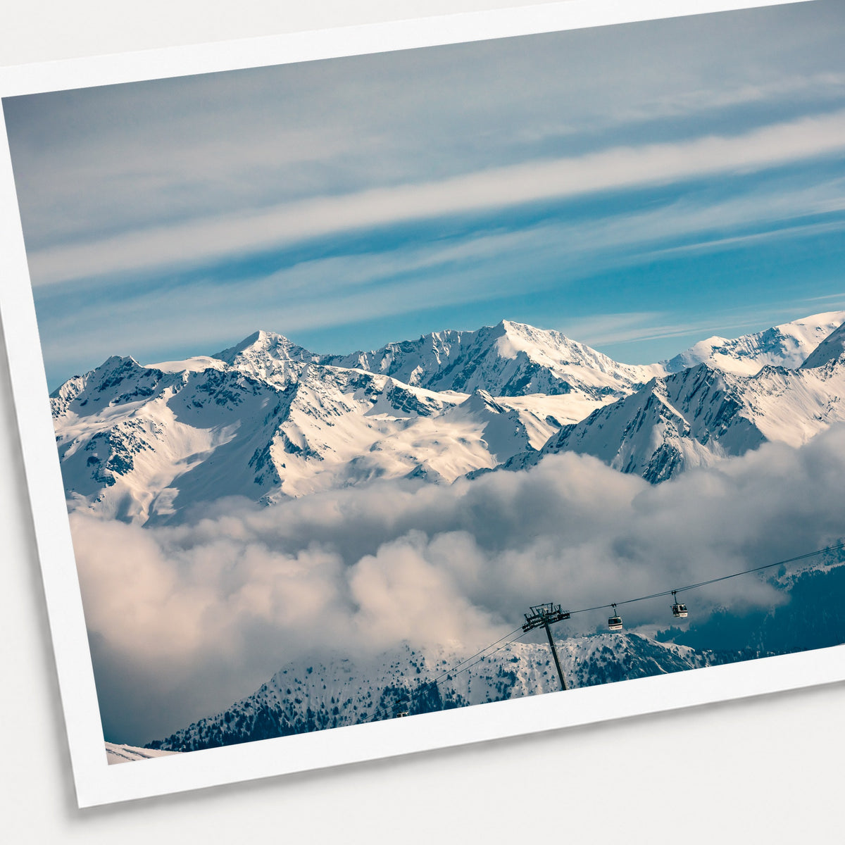 A photographic print of The Ascent, shown with a white border and angled presentation on a light background.