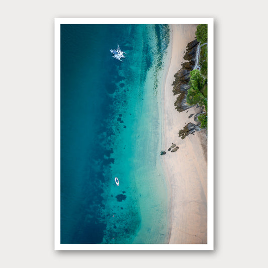 A photographic print of Beach landing, framed with a white border and shown against a light gray background.