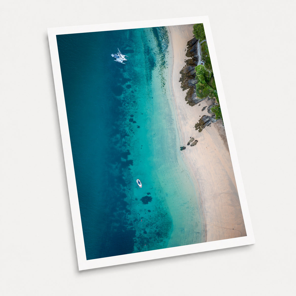 A photographic art print of Beach landing, displayed at an angle on a light gray background.