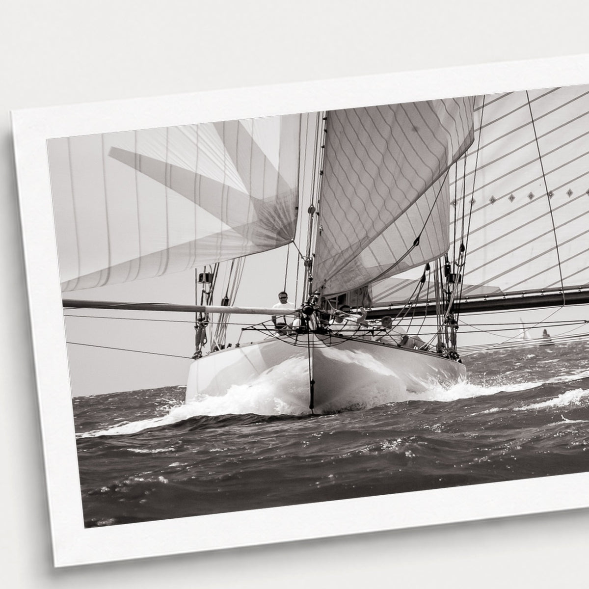 A photographic print of Boom, shown with a white border and angled presentation on a light background.