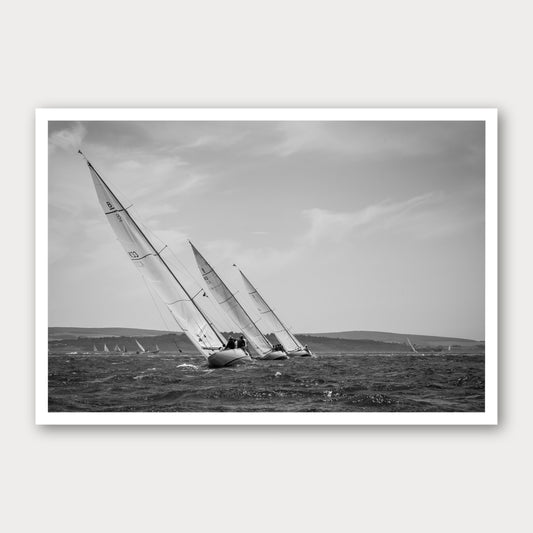 A photographic print of Close Hauled, framed with a white border and shown against a light gray background.