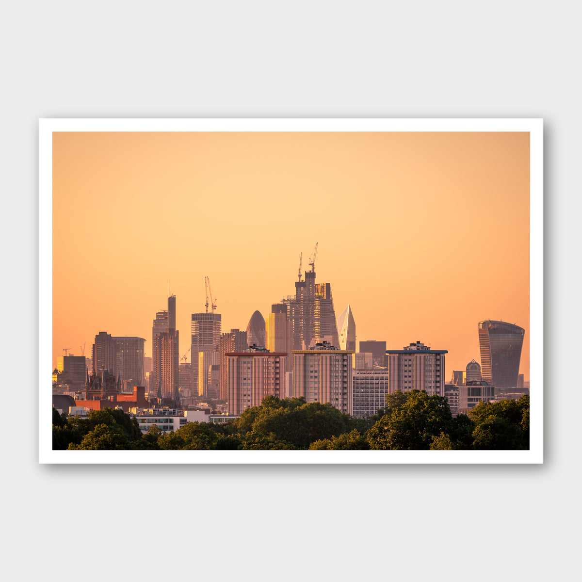 A photographic print of Golden City, framed with a white border and shown against a light gray background.