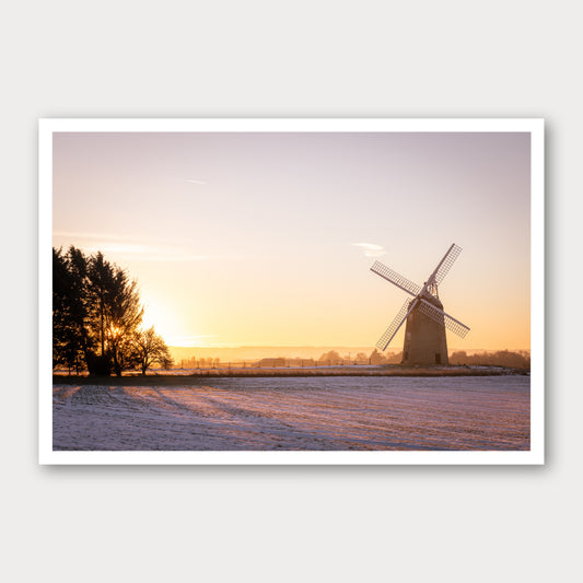A photographic print of Great Haseley Sunrise, framed with a white border and shown against a light gray background.
