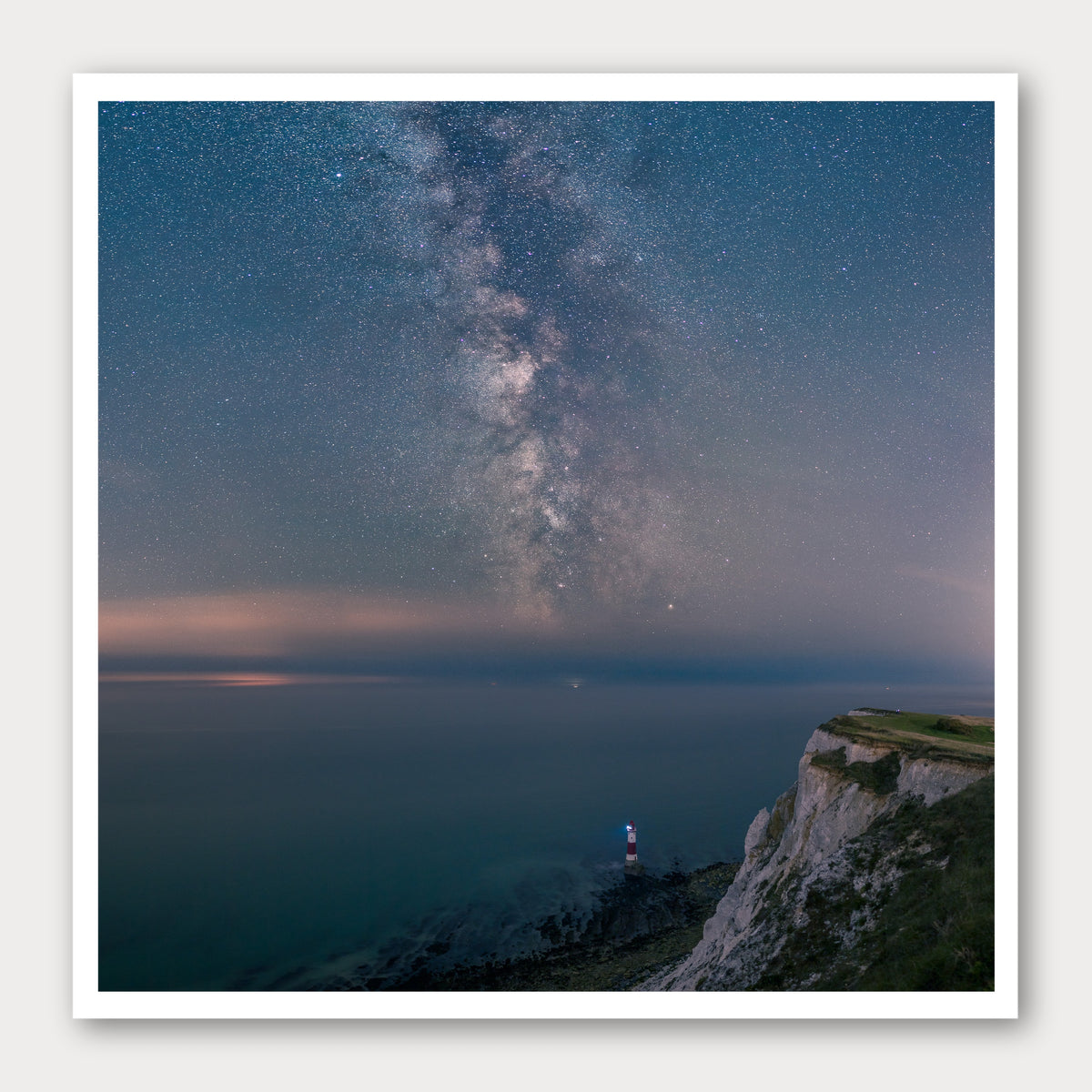 A photographic print of Guiding Light, framed with a white border and shown against a light gray background.