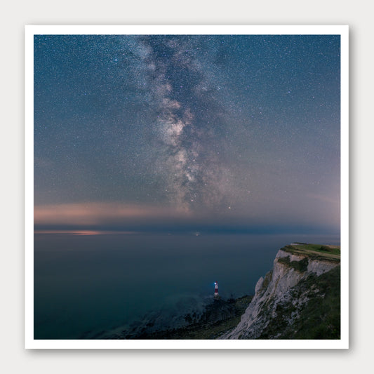 A photographic print of Guiding Light, framed with a white border and shown against a light gray background.