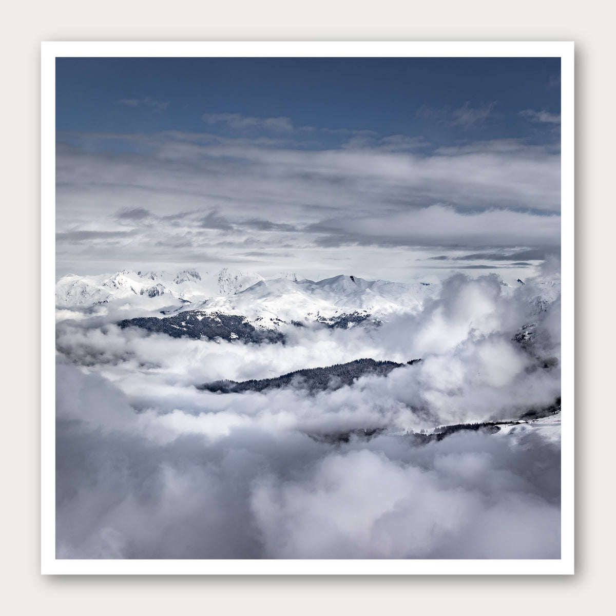 A photographic print of Islands in the Sky, framed with a white border and shown against a light gray background.