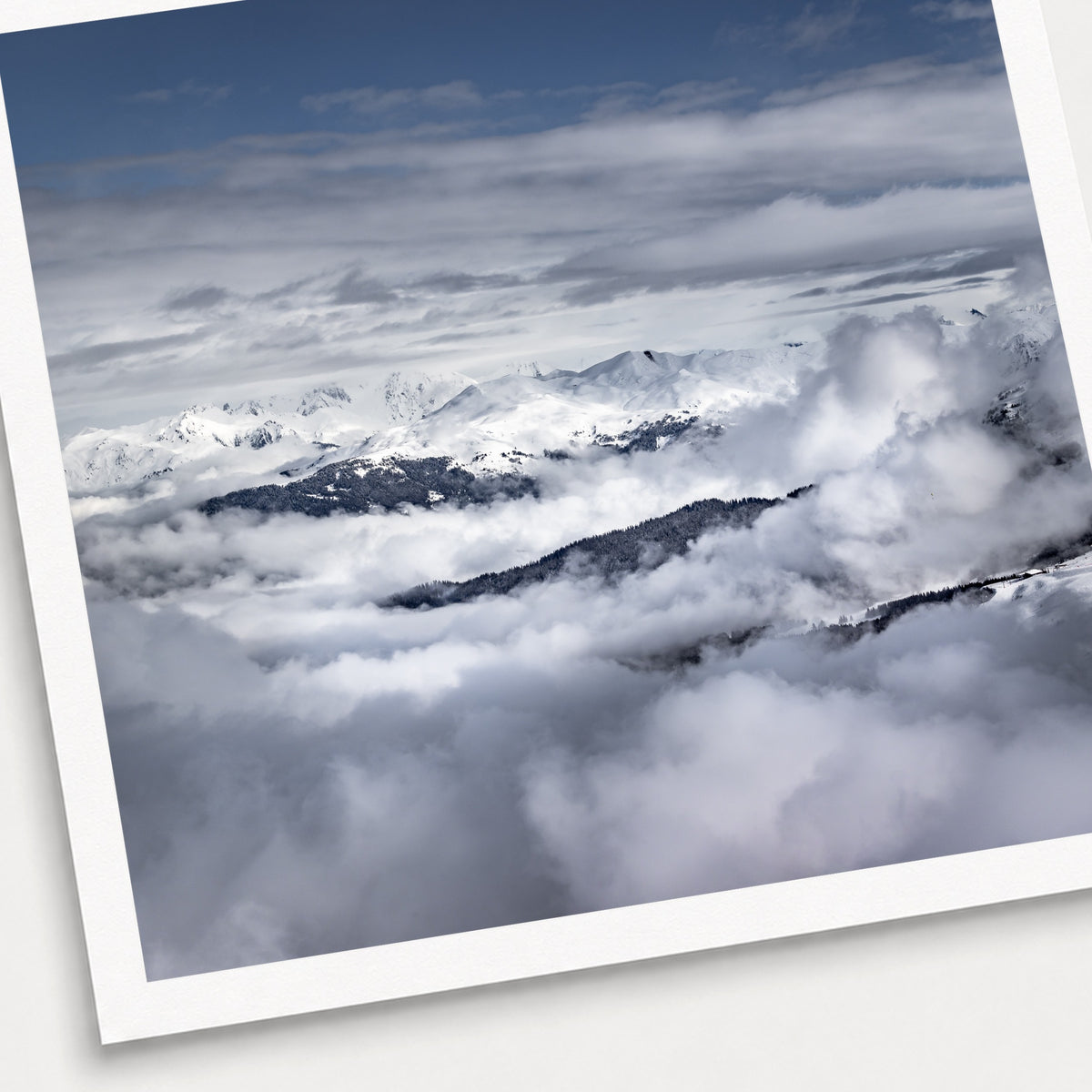 A photographic print of Islands in the Sky, shown with a white border and angled presentation on a light background.