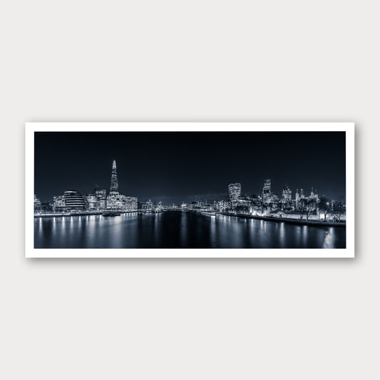 A photographic print of London Illuminated, framed with a white border and shown against a light gray background.