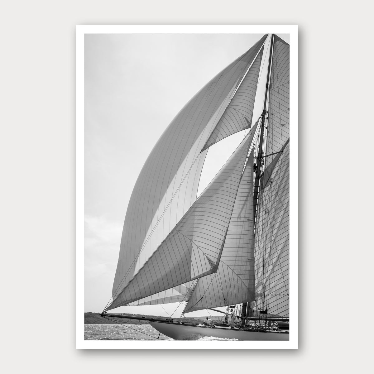A black and white photographic print of Mariquita's Rigging, framed with a white border and shown against a light gray background.