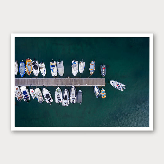 A photographic print of Mooring Spot, framed with a white border and shown against a light gray background.