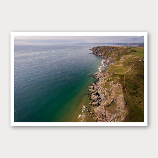 A photographic print of Salcombe Coastline, framed with a white border and shown against a light gray background.