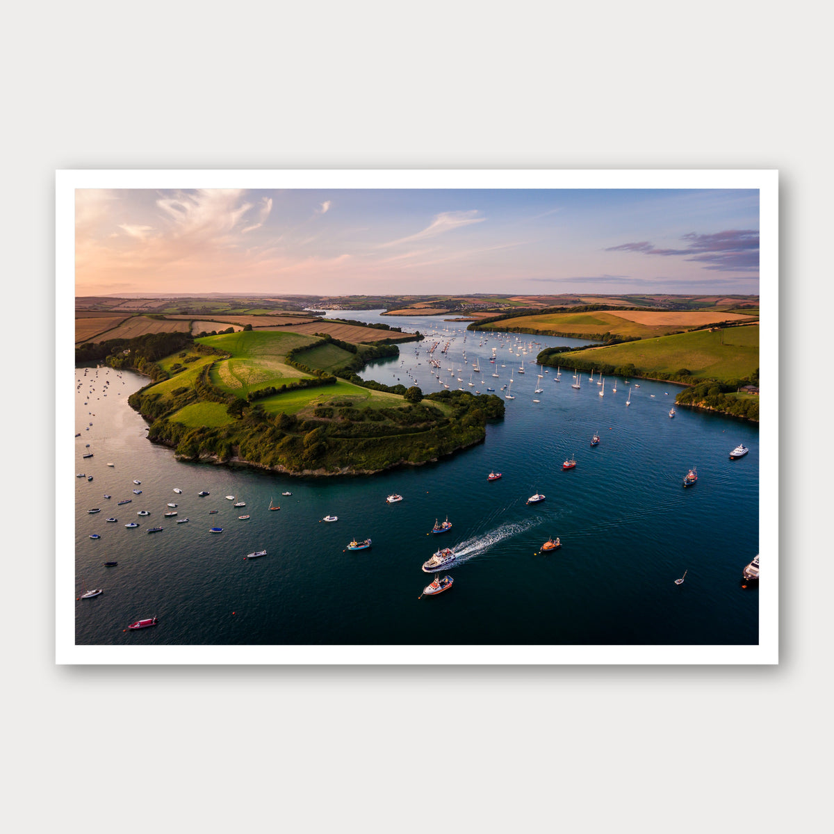 A photographic print of Snapes Point, framed with a white border and shown against a light gray background.