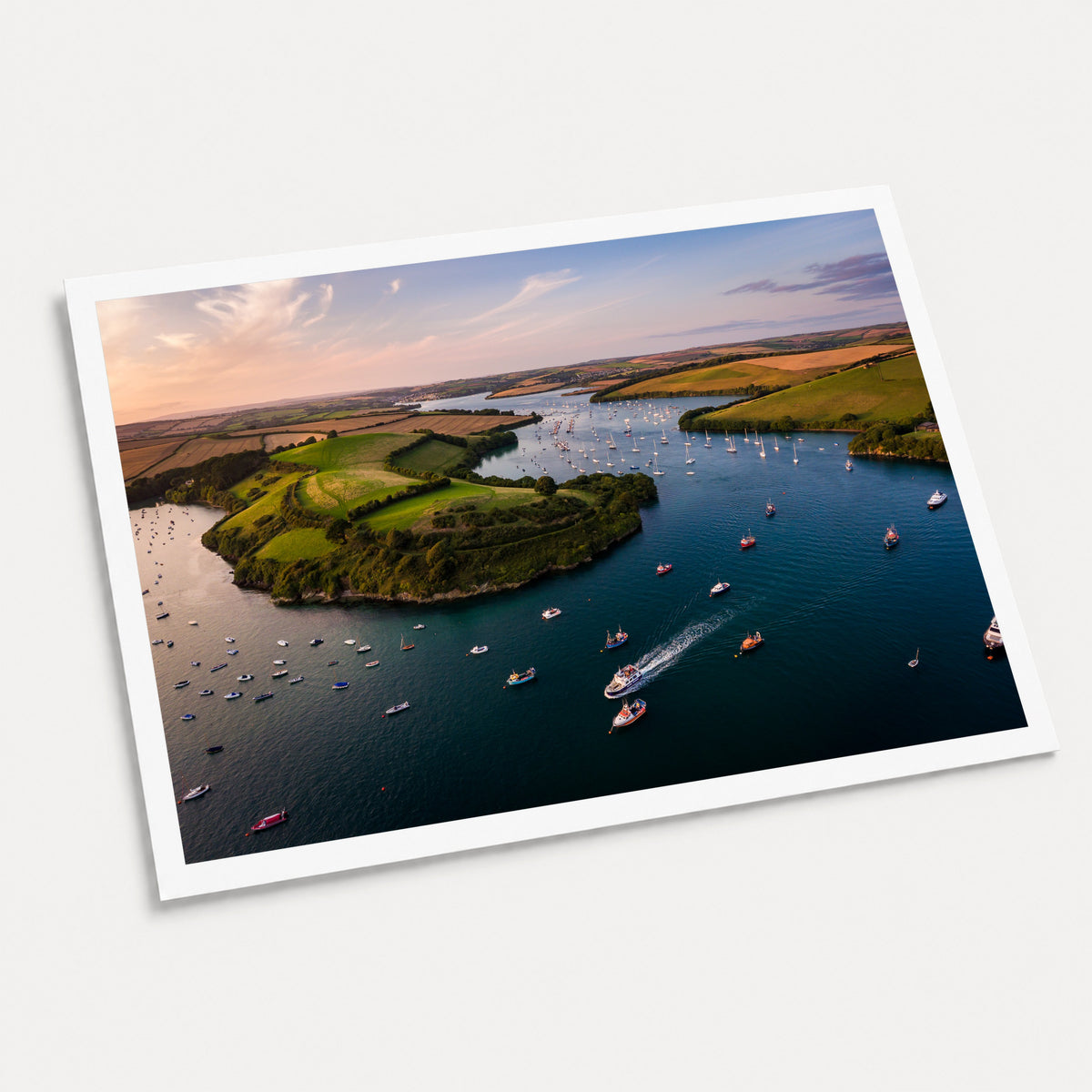 A photographic art print of Snapes Point, displayed at an angle on a light gray background.