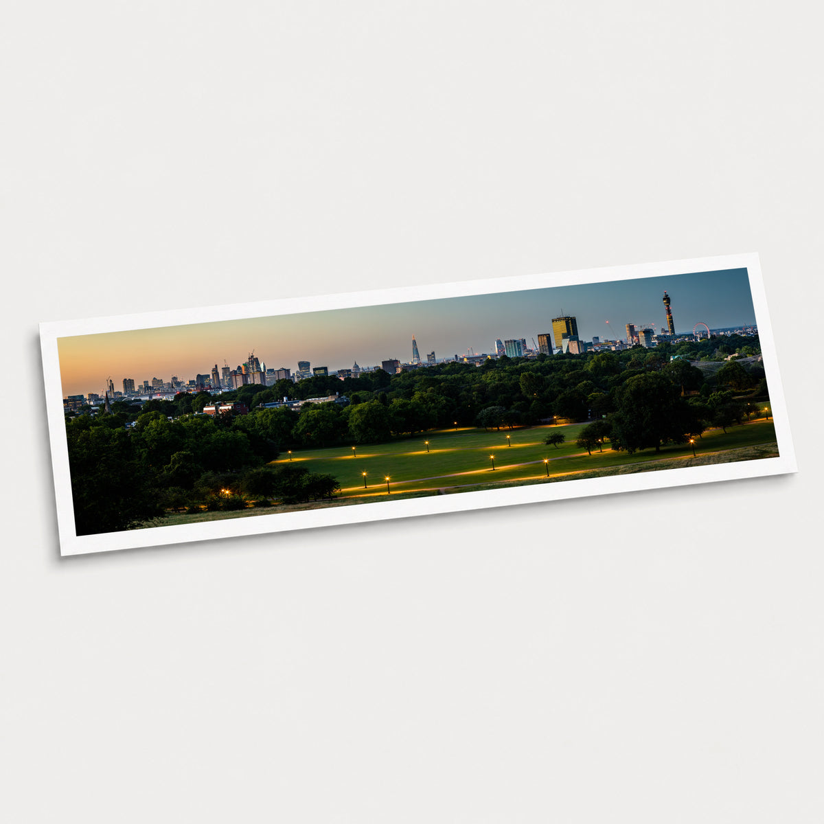 A photographic art print of Square Mile, displayed at an angle on a light gray background.