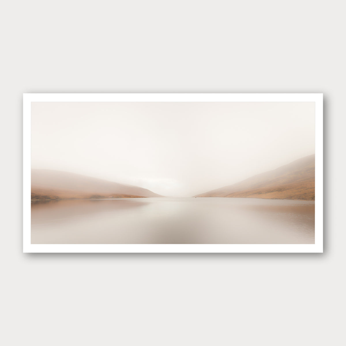 A photographic print of Stillwater, framed with a white border and shown against a light gray background.