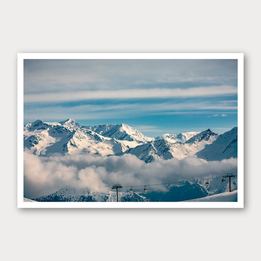 A photographic print of The Ascent, framed with a white border and shown against a light gray background.